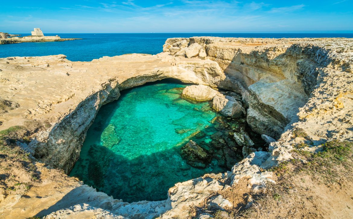 The famous Grotta della Poesia, province of Lecce, in the Salento region of Puglia, southern Italy.