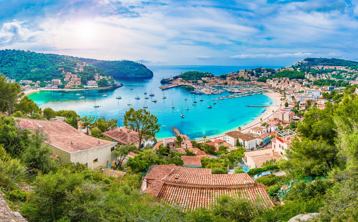 Panoramic view of Porte de Soller, Palma Mallorca, Spain