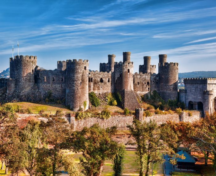 Conwy Castle in Wales, United Kingdom, series of Walesh castles