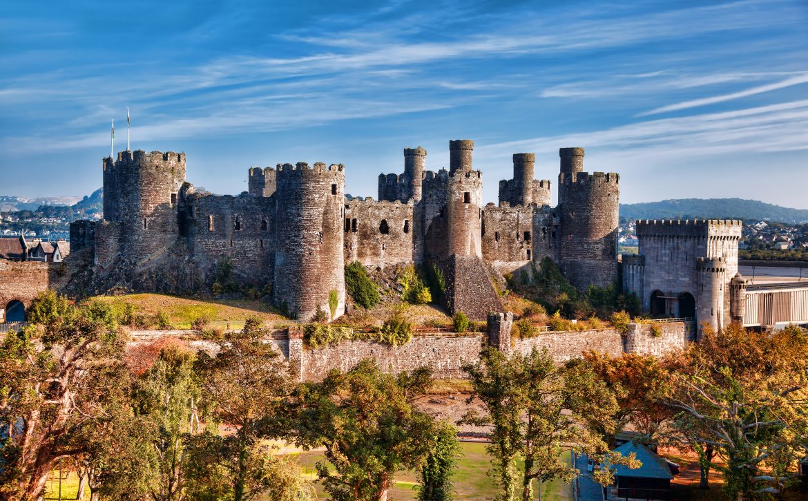 Conwy Castle in Wales, United Kingdom, series of Walesh castles