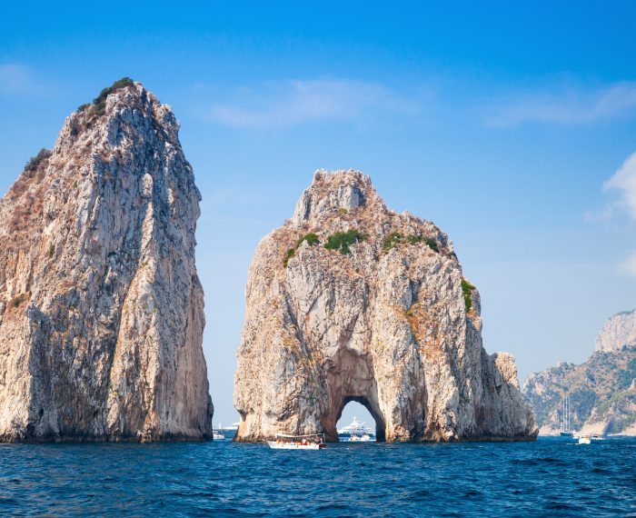 Capri island, famous Faraglioni rocks, landscape