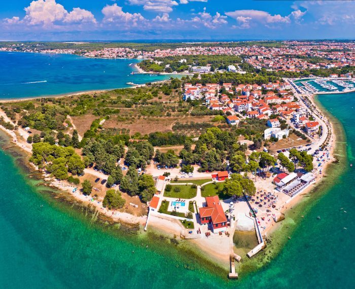 Zadar. Puntamika peninsula of Zadar aerial panoramic view