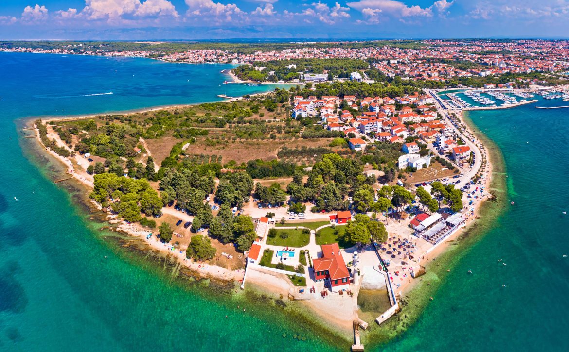 Zadar. Puntamika peninsula of Zadar aerial panoramic view