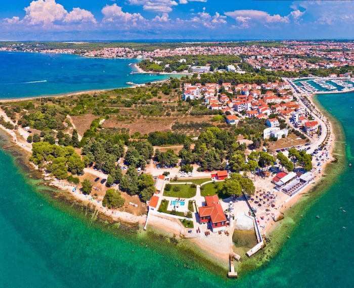 Zadar. Puntamika peninsula of Zadar aerial panoramic view