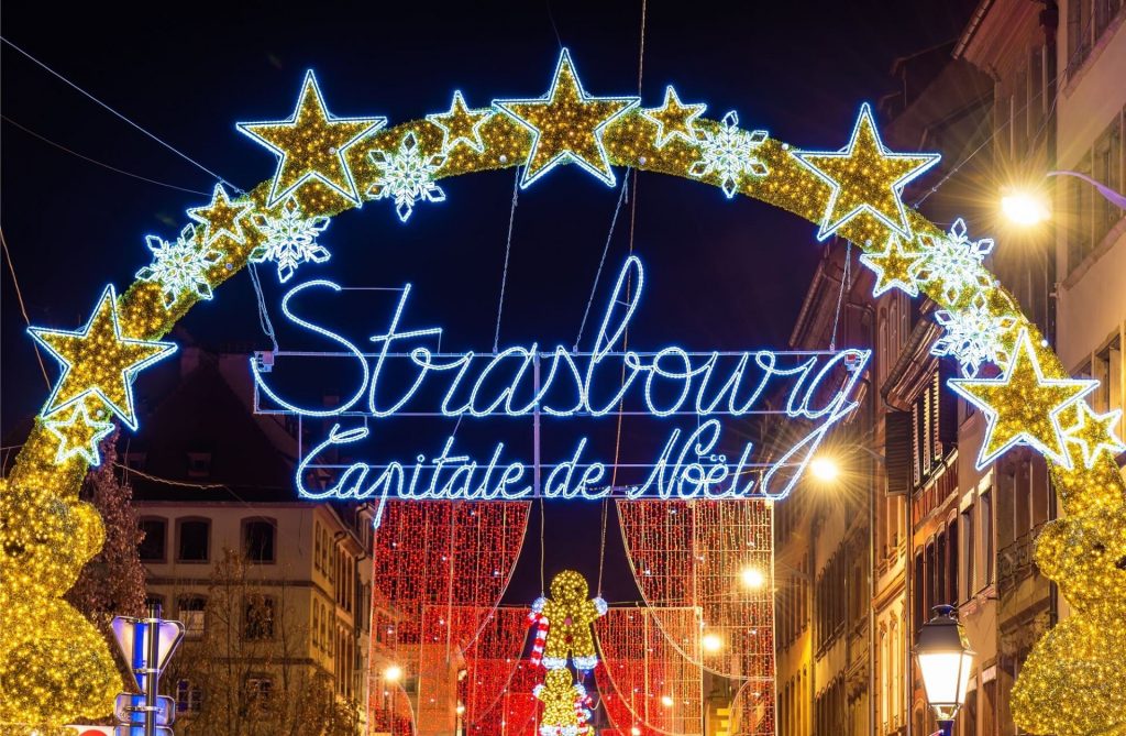 Ingresso mercatino di Natale a Strasburgo, capitale del Natale