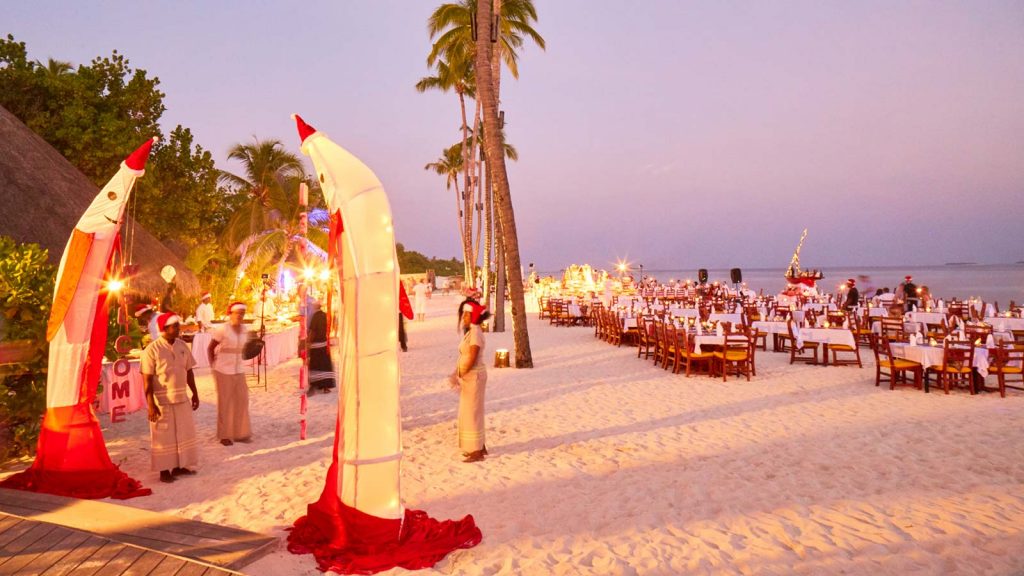 Celebrations on the beach during Christmas, Maldives