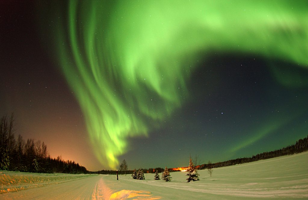 Northern lights during the Finnish winter